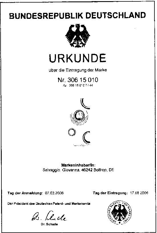 Patent Urkunde Patent Urkunde