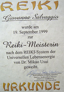 Reiki Urkunde Reiki Urkunde
